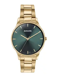 Sonata Men Dial & Stainless Steel Bracelet Style Straps Analogue Watch 77144YM04