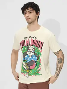 The Souled Store Men Graphic Printed Round Neck Cotton T-Shirt