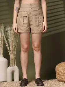 plusS Women Regular Fit Mid-Rise Shorts