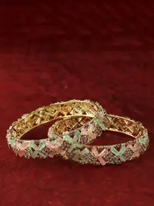 LAVAZZA Set of 2 American Diamond & Cubic Zirconia Studded Metal Bangles