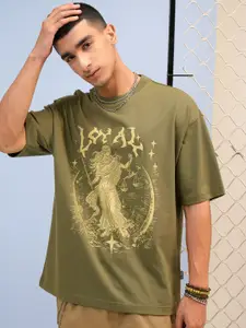 HIGHLANDER Puff Printed Round Neck Short Sleeves Cotton T-shirt