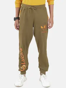 KiddoPanti Boys Printed Pure Cotton Mid Rise Joggers