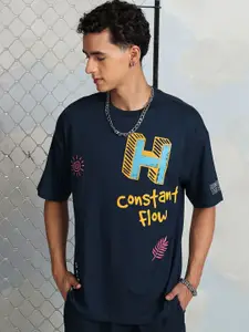 HIGHLANDER Oversized Typography Printed Drop-Shoulder Sleeves T-shirt