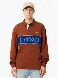 Lacoste Men Typography Printed Polo Collar Cotton Relaxed Fit T-Shirt