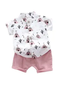 StyleCast x Revolte Boys Printed Pure Cotton Shirt With Shorts