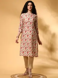 Anouk Geometric Printed Mandarin Collar Three-Quarter Sleeves Regular Viscose Rayon Kurta