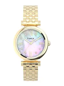 Timex Women Brass Printed Dial & Stainless Steel Straps Analogue Watch TW2T78900UJ