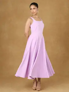 PowerSutra Women Square Neck Fit & Flare Midi Dress