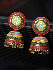 MODE MANIA Gold-Plated Cubic Zirconia Dome Shaped Contemporary Jhumkas