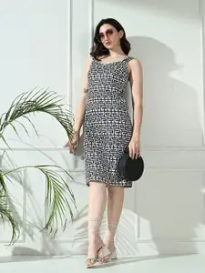 IUGA Sheath Black & White Bodycon Midi Dress For Women