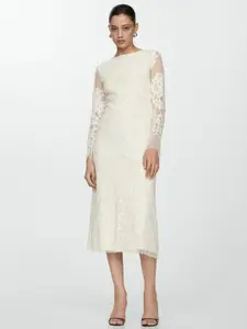 MANGO Lace A-Line Midi Dress
