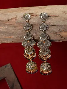 MODE MANIA Gold Plated Contemporary Artificial Beaded Jhumkas