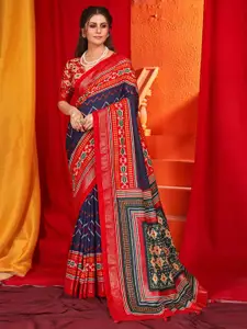 Saree mall Striped Zari Silk Blend Pochampally Sarees