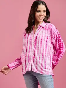 DressBerry Women Classic Spread Collar Dyed Relaxed Fit Casual Shirt