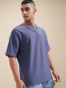 HIGHLANDER Men Solid Round Neck Cotton Oversized T-Shirt