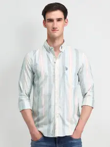 U.S. Polo Assn. Denim Co. Men Comfort Striped Cotton Slim Fit Casual Shirt