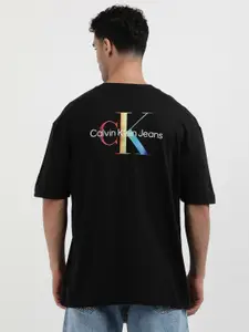 Calvin Klein Jeans Men Typography Printed Round Neck Cotton Oversized T-Shirt