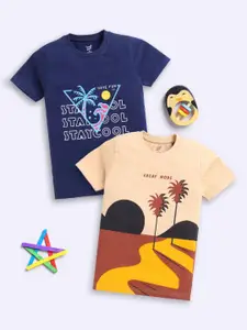 Toonyport Boys Pack Of 2 Graphic Printed Round Neck Cotton T-Shirts