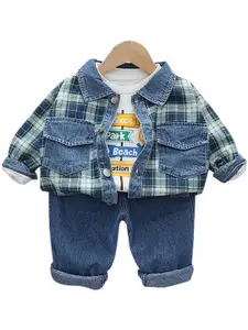 StyleCast x Revolte Boys Checked Pure Cotton T-shirt with Shorts