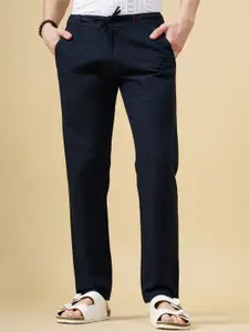 PAUL STREET Men Solid Regular Fit Linen Trousers