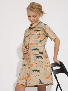 Vero Moda Girls Printed Shirt Mini Dress