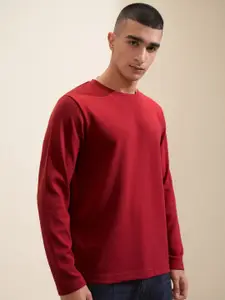 HIGHLANDER Men Solid Round Neck Cotton Relaxed Fit T-Shirt