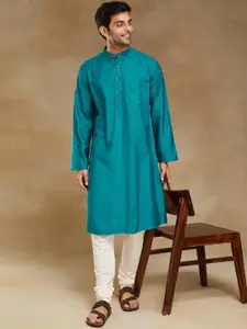 Fabindia Mandarin Collar Long Sleeves Straight Kurta