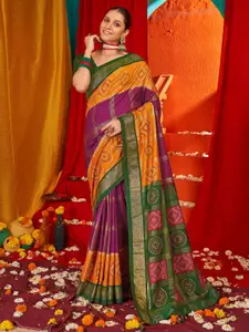 Saree mall Checked Zari Silk Blend Banarasi Sarees