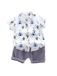 StyleCast x Revolte Boys Printed Pure Cotton Shirt with Shorts