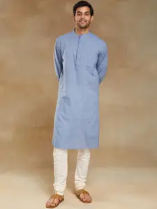 Fabindia Comfort Fit Band Collar Cotton Straight Kurta