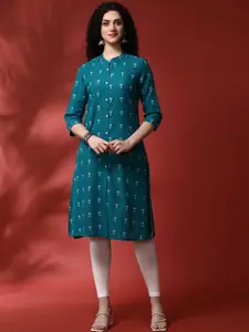 Anouk Round Neck Regular Sleeves Woven Design Regular Straight Pure Cotton Kurta