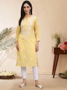 PARAMOUNT CHIKAN Women Embroidered Lucknowi Chikankari Cotton Kurta