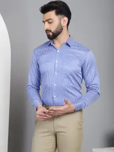 Indian Needle Men Classic Cutaway Collar Vertical Striped Cotton Formal Shirt