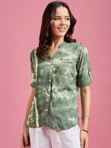 DressBerry Women Classic Mandarin Collar Dyed Casual Shirt