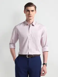 Arrow Men Comfort Cutaway Collar Micro Checked Cotton Slim Fit Formal Shirt