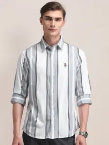 U.S. Polo Assn. Men Classic Spread Collar Striped Cotton Formal Shirt
