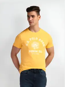 U.S. Polo Assn. Denim Co. Men Typography Printed Round Neck Cotton Slim Fit T-Shirt