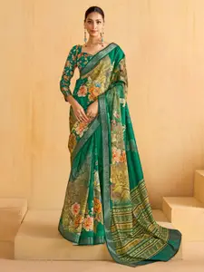Saree mall Floral Zari Sungudi Sarees