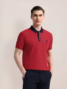 U.S. Polo Assn. Men Solid Polo Collar Cotton Slim Fit T-Shirt