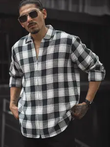 Powerlook Men Spread Collar Tartan Checked Casual Shirt