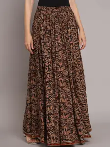 NYPA Women Abstract Printed Flared Maxi Skirts