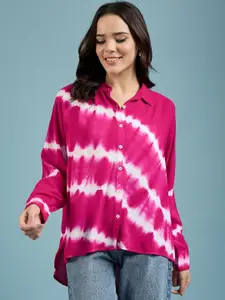 DressBerry Women Classic Spread Collar Dyed Oversized Casual Shirt