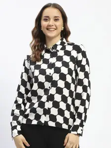 Madame Women Spread Collar Abstract Printed Casual Shirt