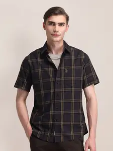 U.S. Polo Assn. Men Classic Spread Collar Tartan Checked Cotton Formal Shirt