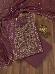 Koskii Floral Embroidered Unstitched Dress Material