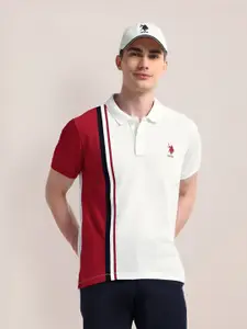U.S. Polo Assn. Men Striped Polo Collar Cotton Slim Fit T-Shirt