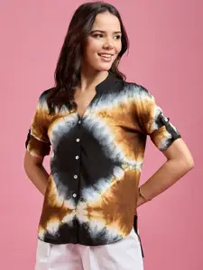 DressBerry Women Classic Mandarin Collar Dyed Casual Shirt