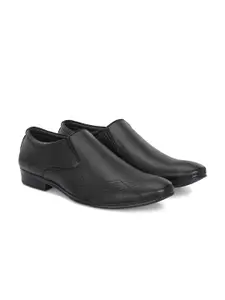 Azzaro Black Azzaro Men Round Toe Formal Slip-On Shoes