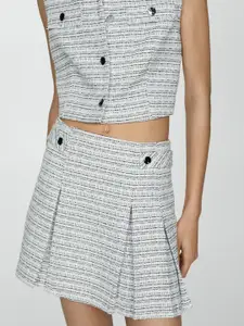 MANGO Women Tweed Buttoned Mini Skirt