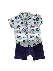 StyleCast x Revolte Boys Printed Pure Cotton Shirt with Shorts